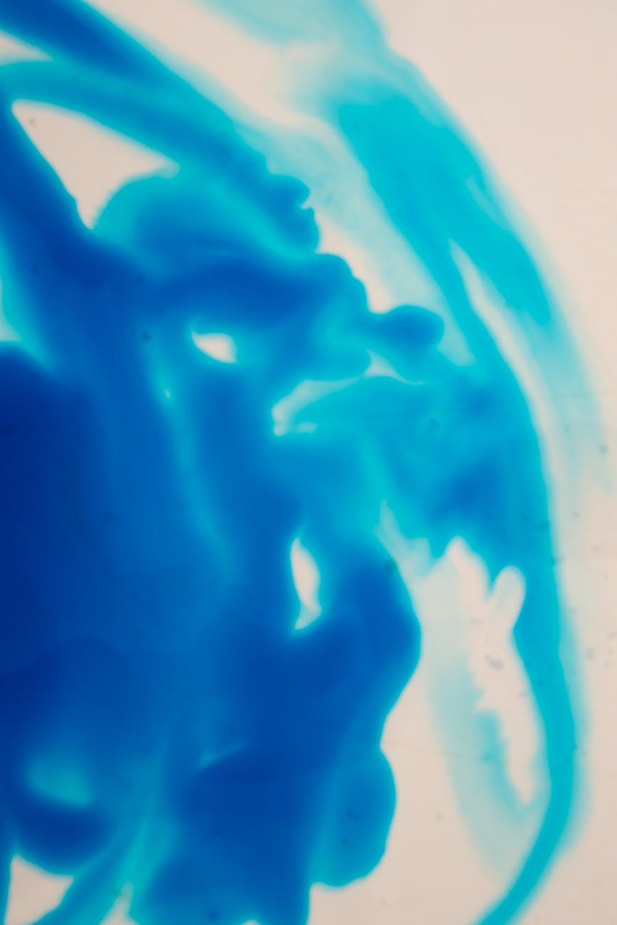 abstract blue ink picture on white paper
